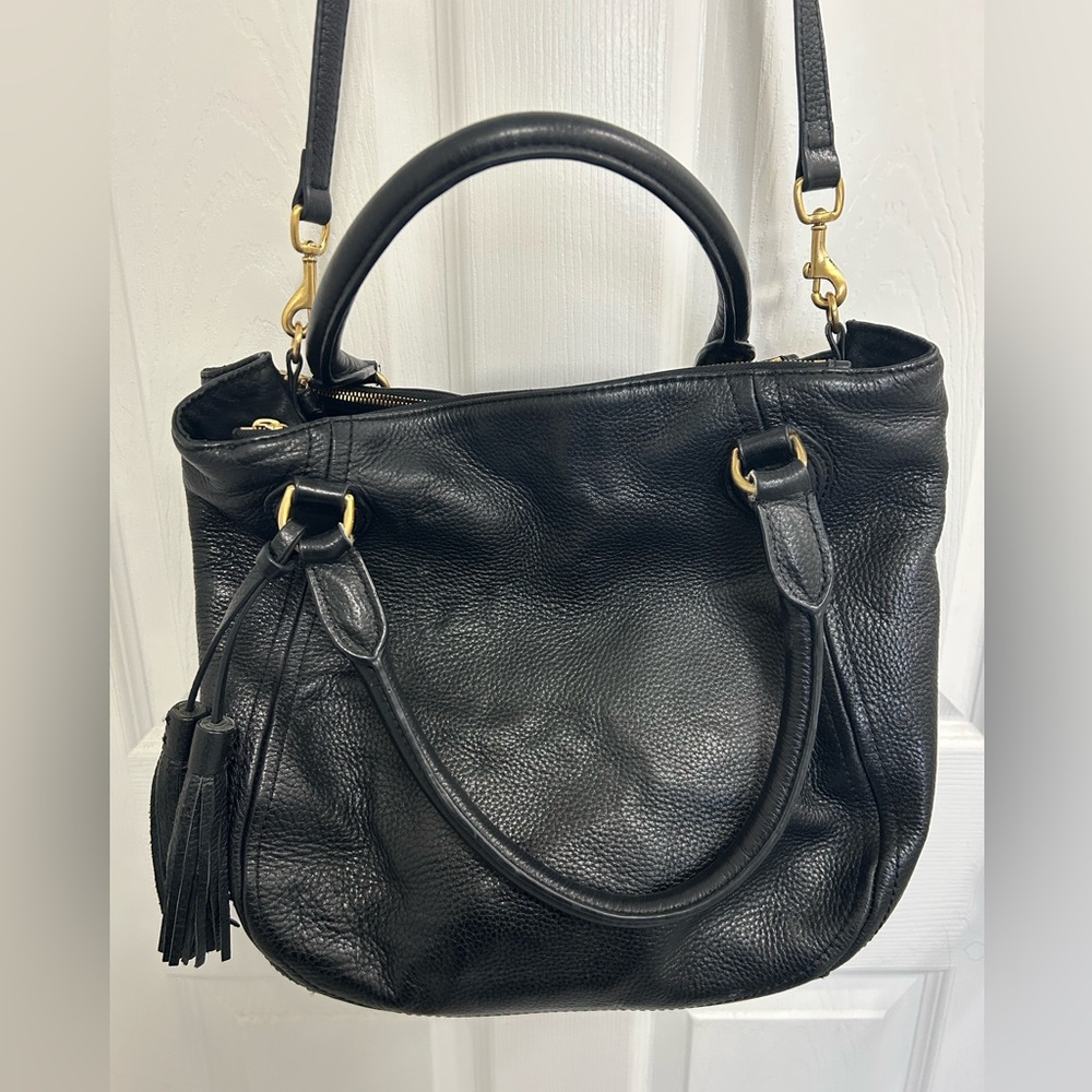 JCrew - Large black pebbled leather purse